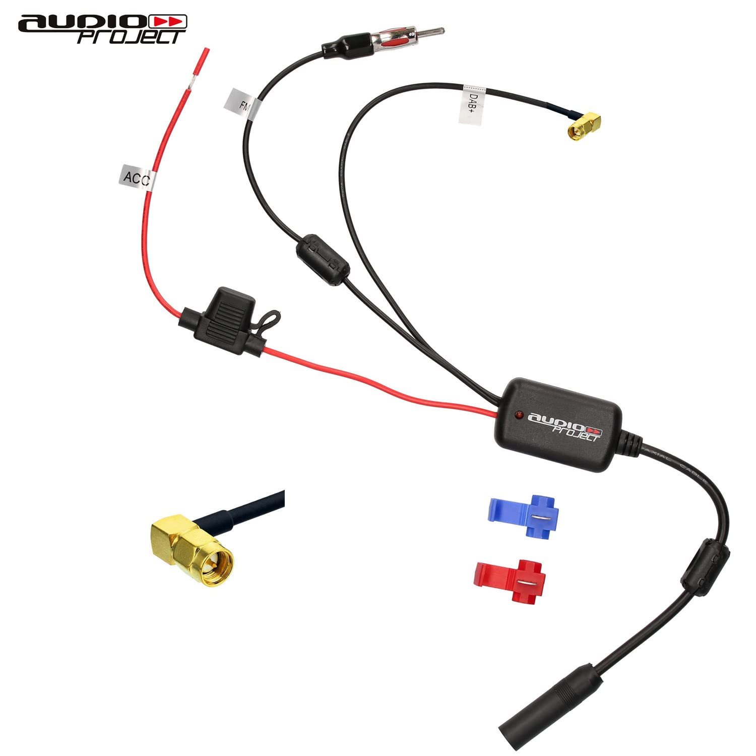 Audioproject A393 – Autoradio DAB splitter antenna amplificatore SMA su DIN antenna splitter autoradio radio digitale DAB+ Plus adattatore auto spina