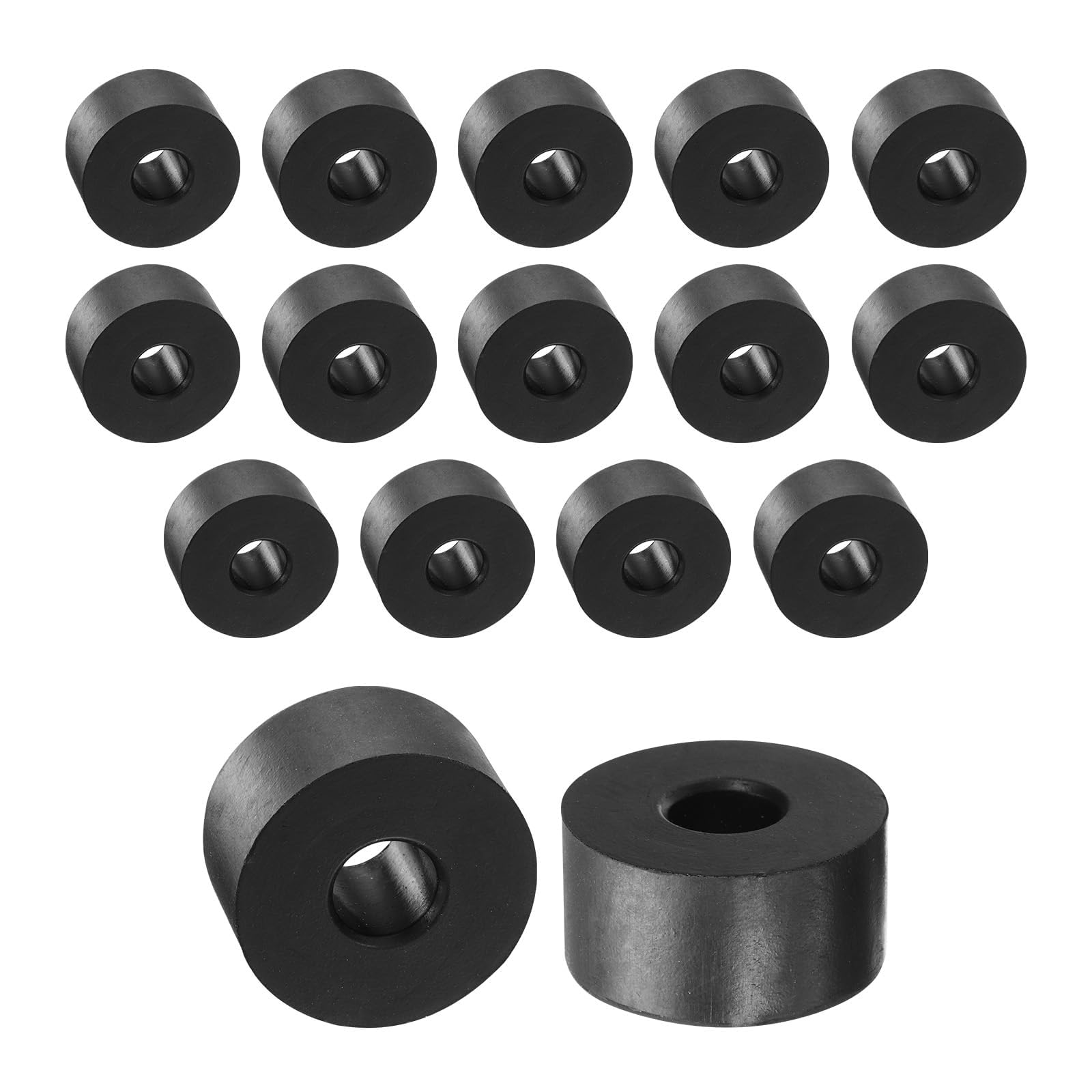 TA-VIGOR 16pcs Rubber Spacers 30mm OD x 10mm ID x 15mm Height – Anti-Vibration Rubber Blocks and Pads for Home, Car, Appliances – Shock Absorbing, Noise Reducing, Anti-Skid Washers