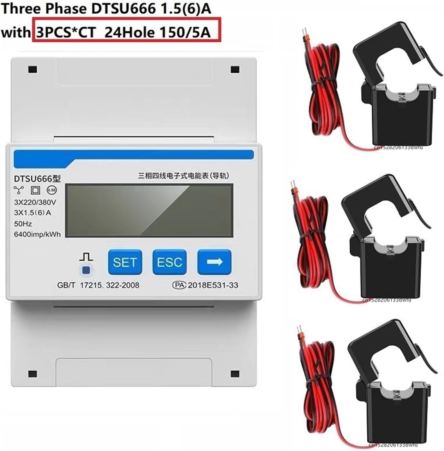 DTSU666 Three-Phase Meter with 3 Current Transformers (CTs)