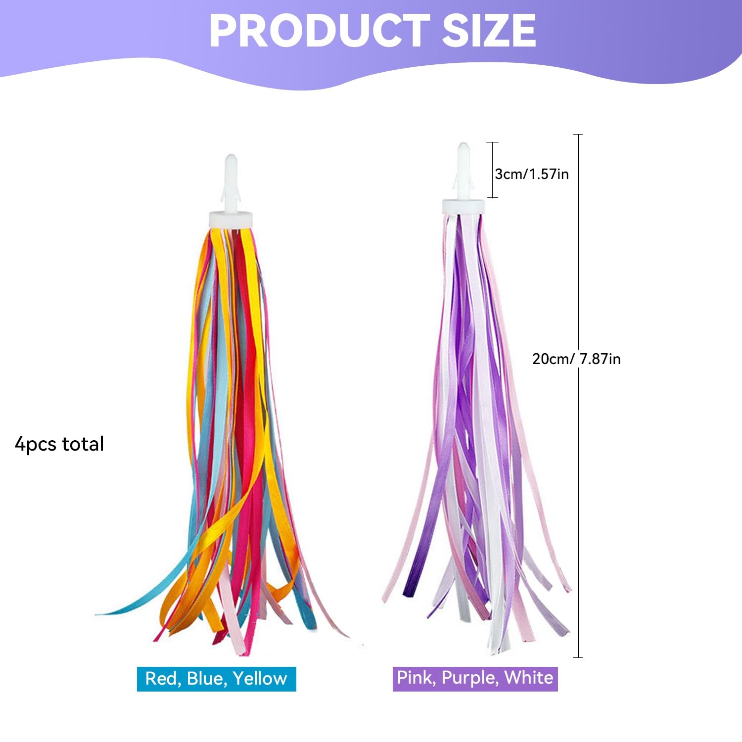 Accessoire Velo Enfant Rubans Guidon Streamers 2 Paires Arc-en-Ciel