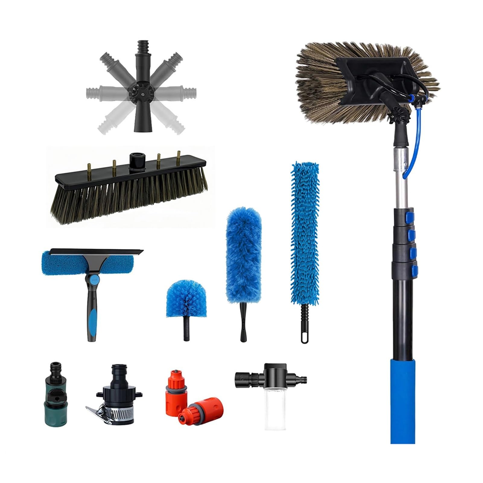 Reach High Areas Without Ladders,Solar Panel Cleaning Kit with 100% Carbon Fiber Water Fed Pole,12-40 FT Telescopic Extension Pole for Roof,Glass,Gutters,RV and Boat Cleaning(9M)