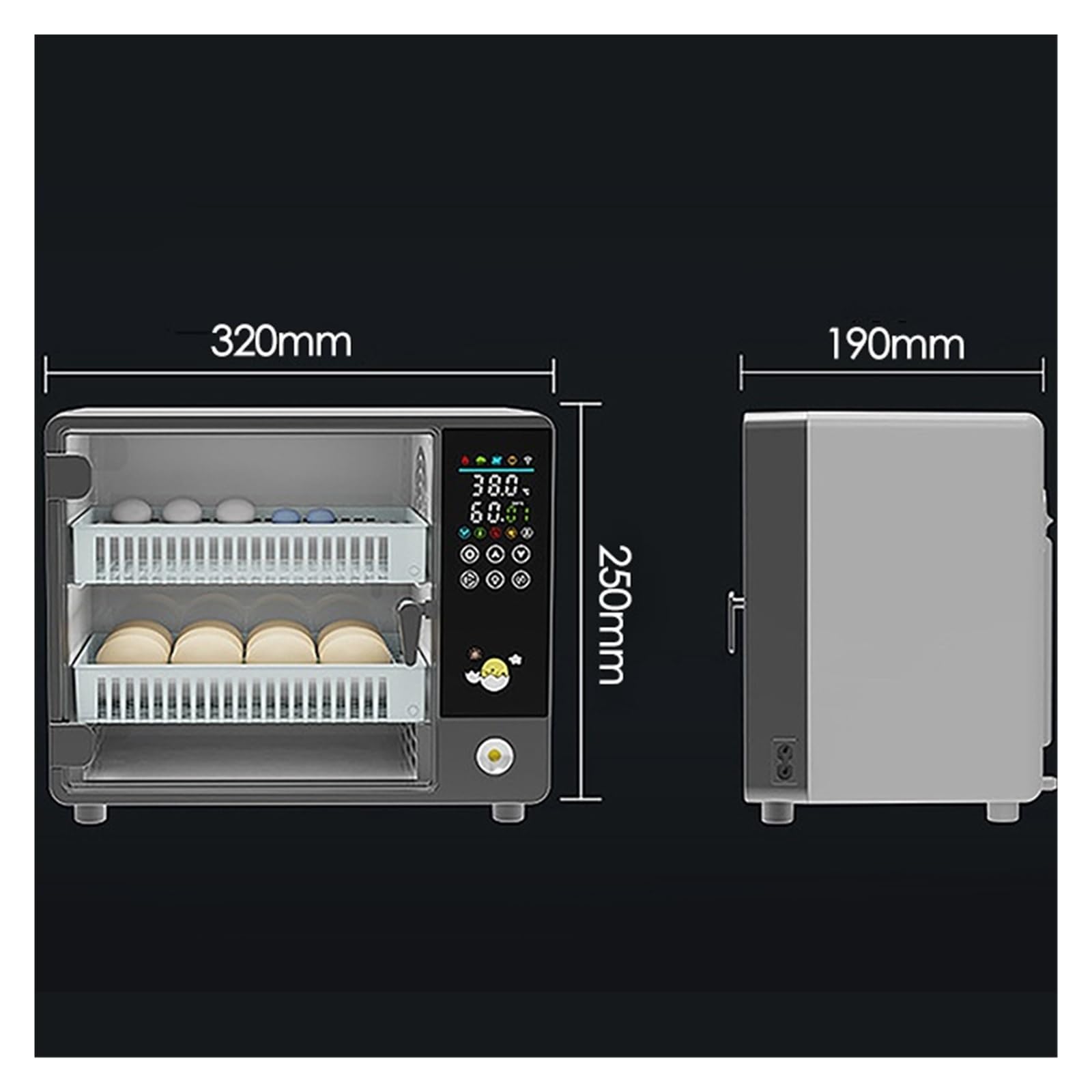 Incubadora giratoria automática de 24 huevos, Control de temperatura táctil, máquina for incubar pollo, pato, codorniz y aves