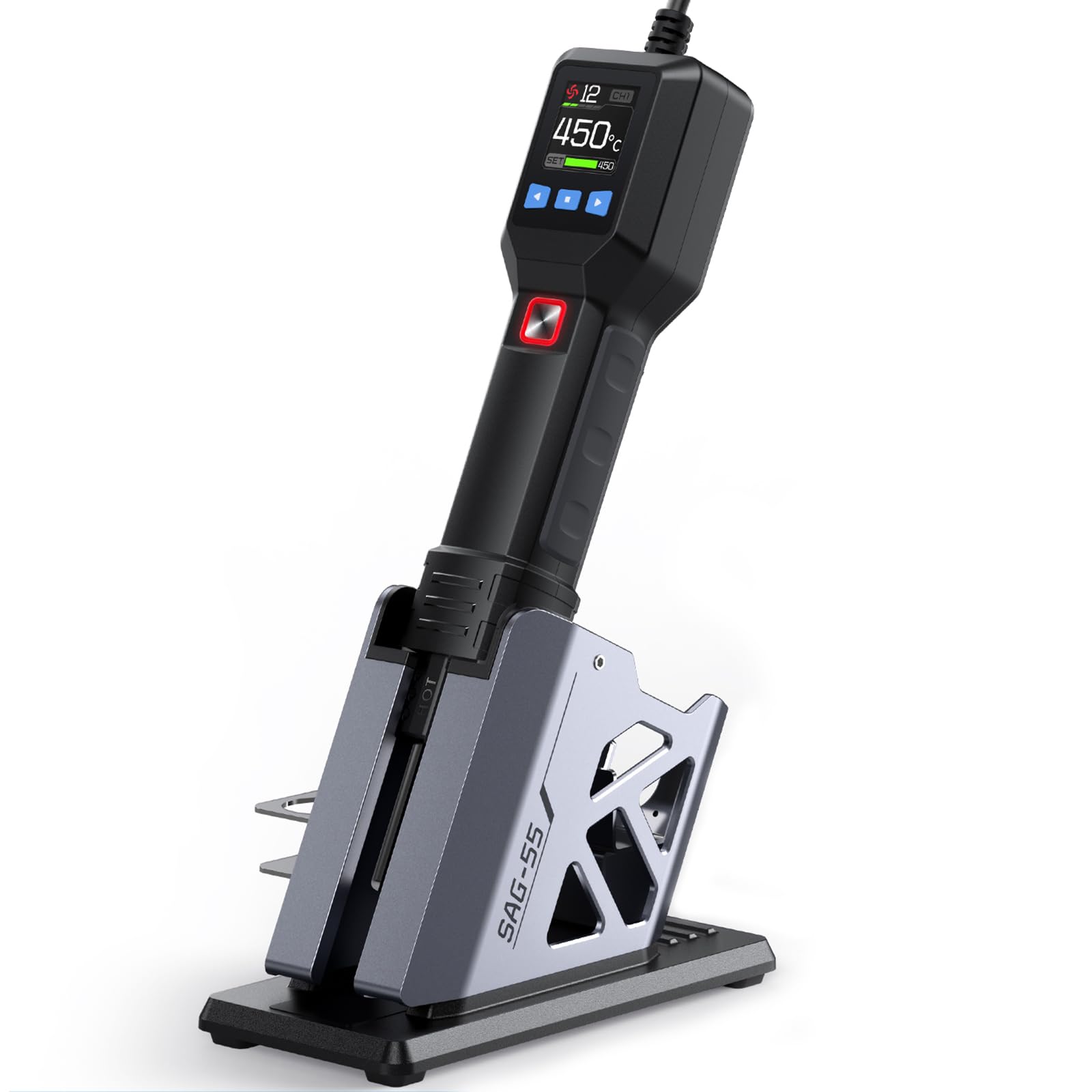 Opalarka 550 W – cyfrowy pistolet na gorące powietrze ze stojakiem do lutowania, przeróbki BGA i narzędzi naprawczych