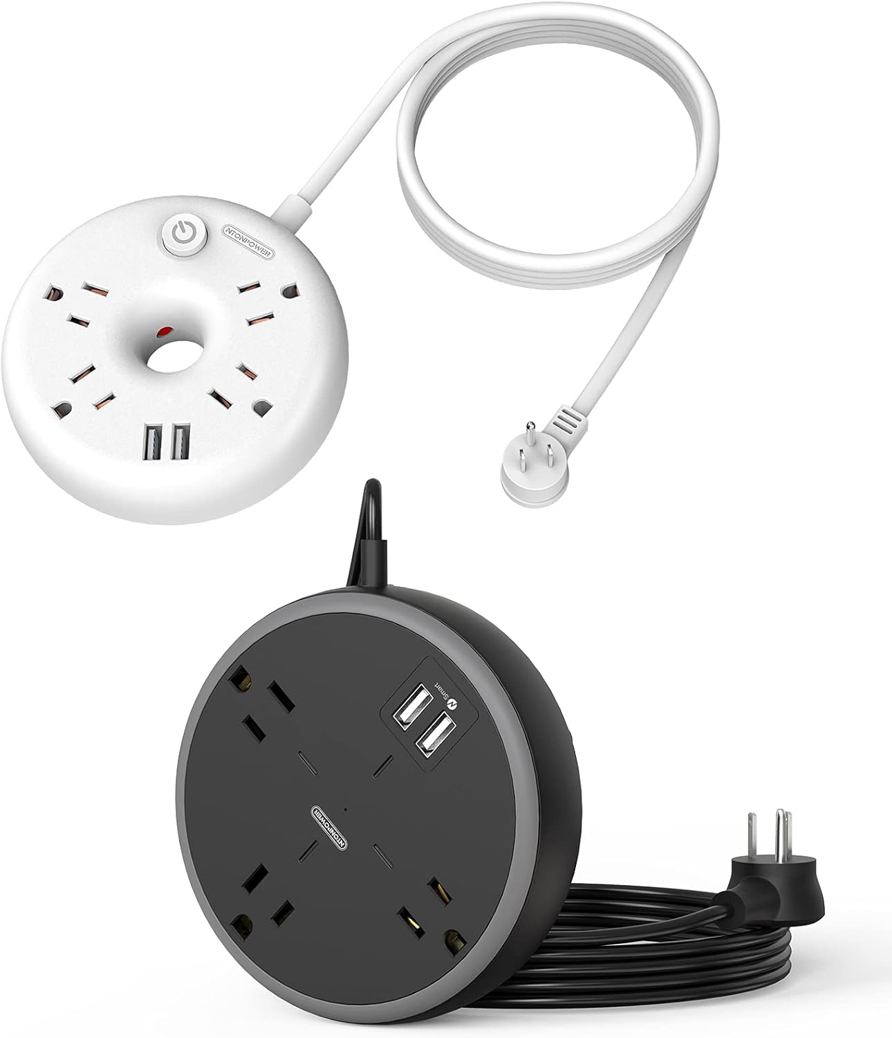 NTONPOWER Long Cord Power Strip Bundle, 3 Outlets Power