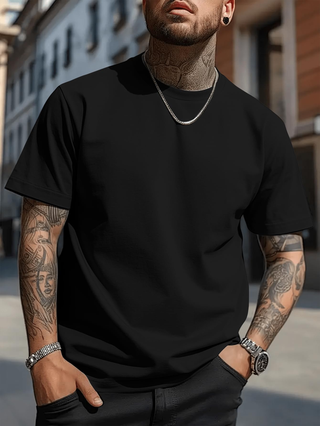 Mens Basic Crew Neck T Shirt Lightweight Casual Tee for Spring Summer Everyday Fashion Tops