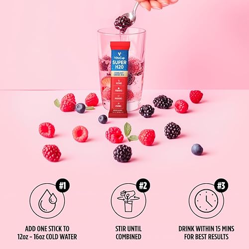 Miniatura 10 de VitaCup Super H2O - Paquetes de mezcla de bebidas para aliviar la hinchazón y la salud digestiva, probióticos, prebióticos, vitaminas C y B,