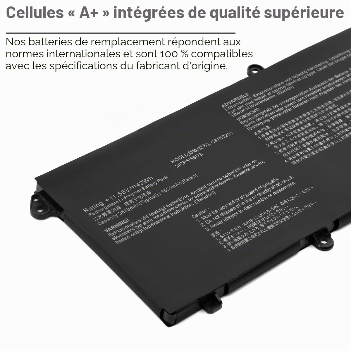 C31N2201 Batterie pour ASUS Vivobook X1504 F1504 X1504VA X1504ZA F1504ZA F1605PA F1605ZA S1605PA S1605VA X1605VA Vivobook Go 15 E1504FA E1504GA S1504FA S1504GA M1605YA X1605EA X1605ZA Série