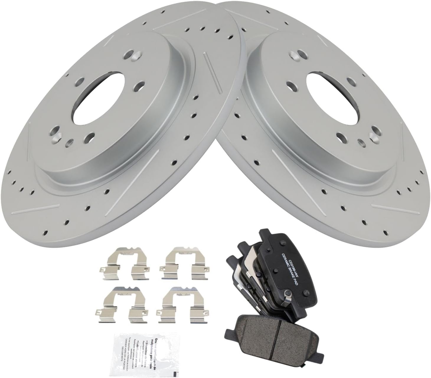 TRQ Rear Brake Pad & Rotor Kit Ceramic Premium G-Coated Compatible with 2020-2022 Hyundai Palisade 2019-2020 Santa Fe 2020-2021 Kia Telluride
