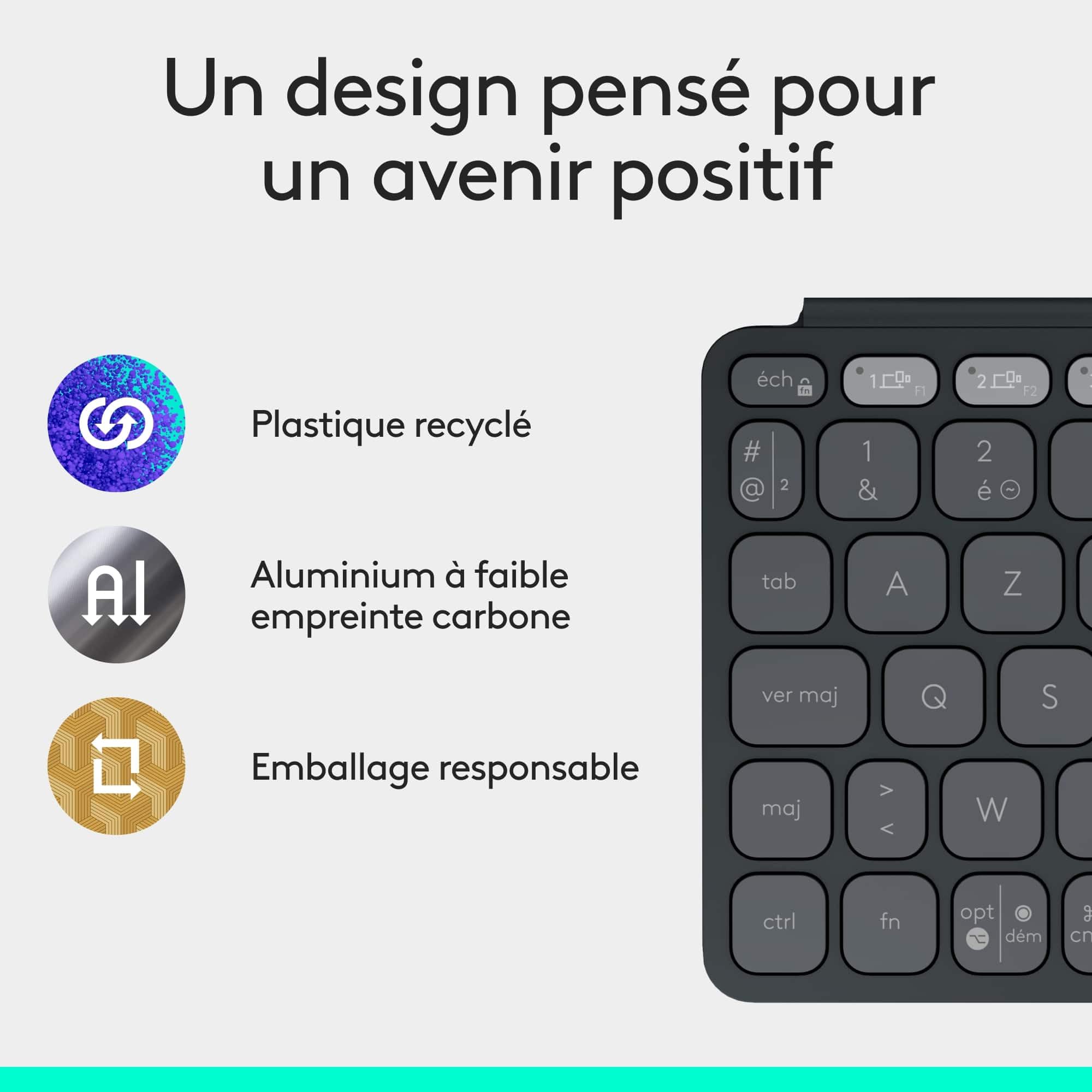 Logitech Keys-To-Go 2, clavier Bluetooth portable pour tablette avec coque intégrée, clavier sans fil compact ultra-mince pour Windows, Android, Linux, iPad, iPhone, Mac, Apple TV, AZERTY FR -Graphite