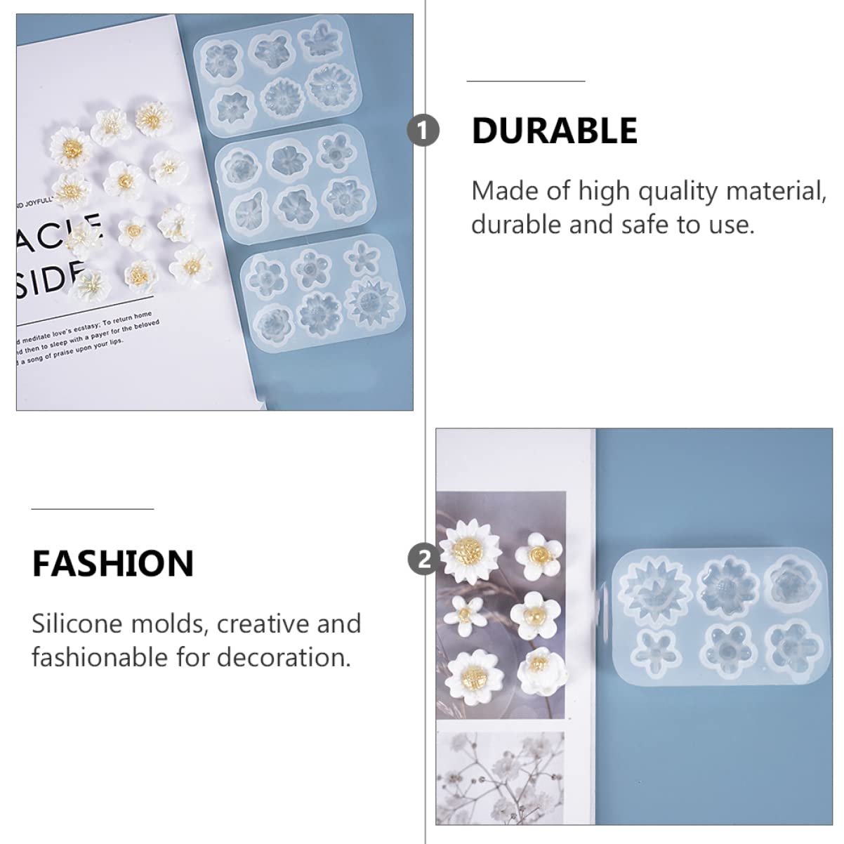 OSALADI 3 Series Moldes De Silicona Para Manualidades De Flores Herramientas Diy Para Decoración De Jabones Y Adornos Epóxicos Moldes No Adhesivos Y Fáciles De Limpiar 3 Piezas*3