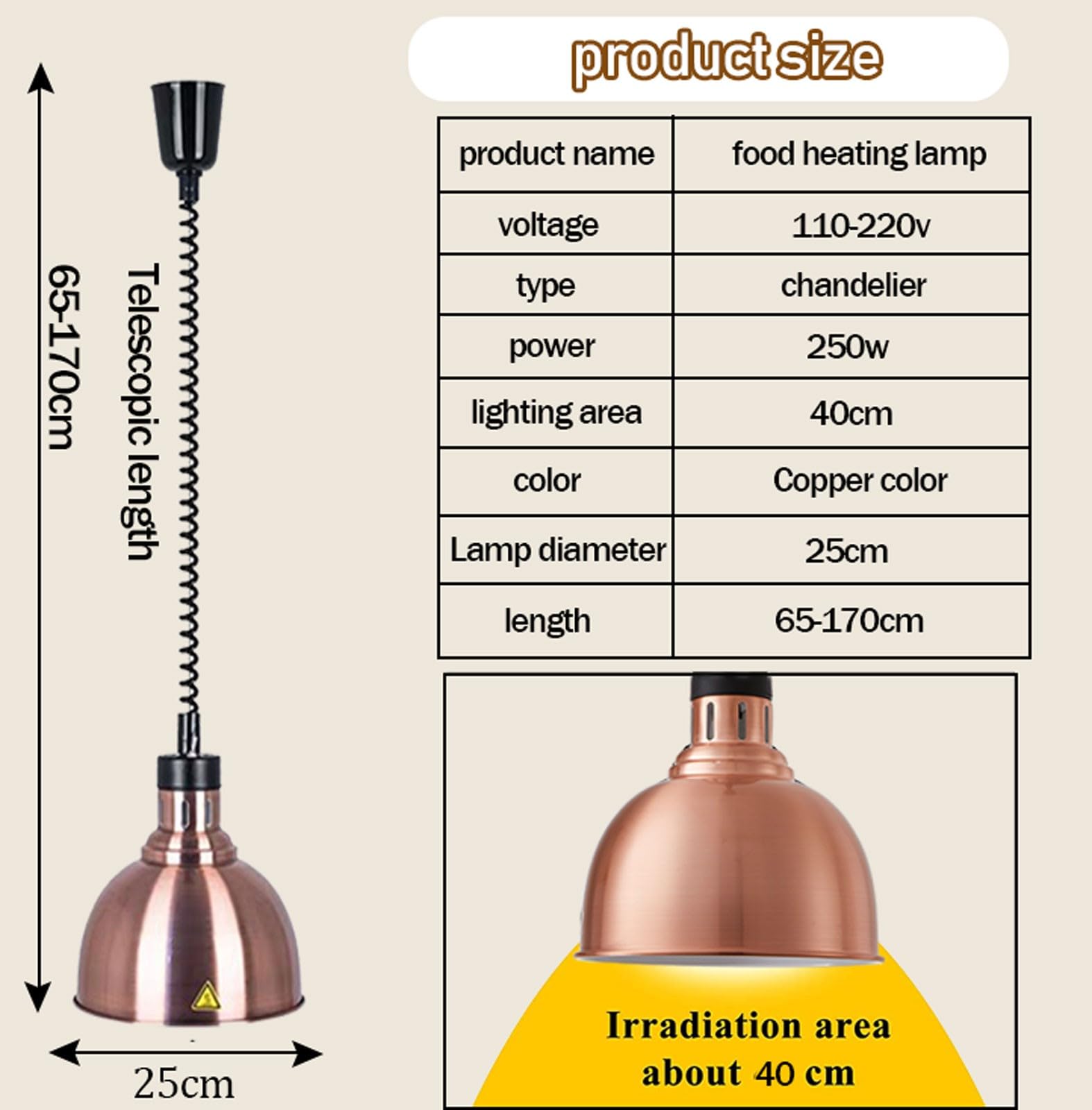 Lámpara de Calor de Alimentos de Acero Inoxidable, Calentadores de Comida con Interruptor Basculante, Lampara Calentamiento para Restaurante Buffet Fiestas, Ltura Ajustable de 65-170cm(Size:4 PCS)