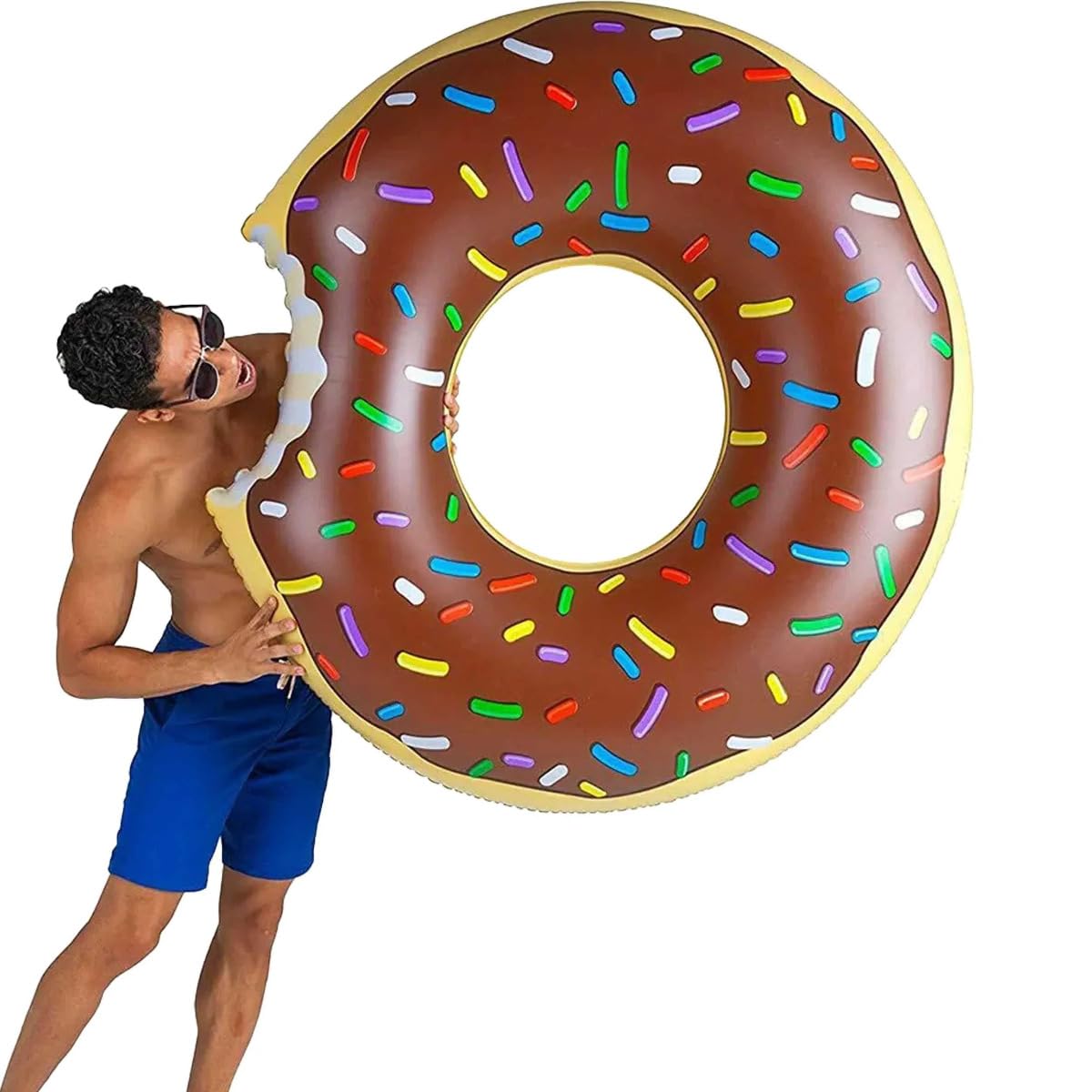 Martom Donut brązowe koło do pływania na plaży, dla dorosłych, duży nadmuchiwany pączek, koło do pływania, na lato, zabawka wodna dla dzieci i dorosłych