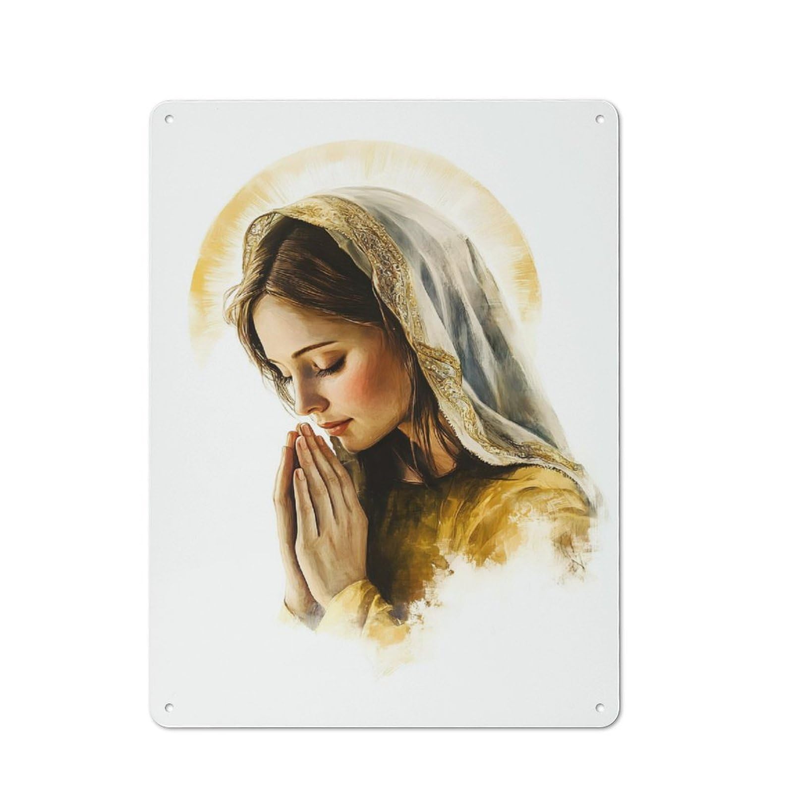 Junmoney Virgin Mary Painting Vintage Metal Wall Decor 40X30cm, Metal Gift Sign For Hallway, Home Bar, Garage Or Study