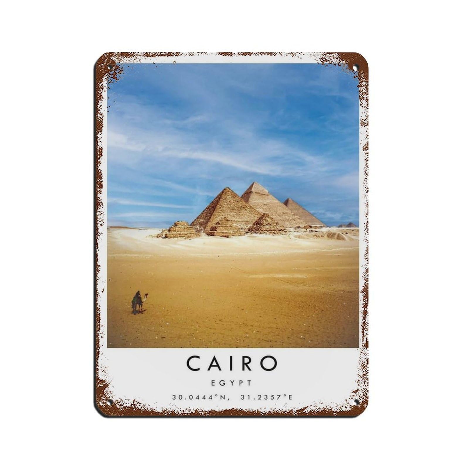 Egypt Travel, Cairo Egypt Pyramids (2) Retro Poster Metal Tin Sign Chic Art Retro Iron Painting Bar People Cave Cafe Family Garage Poster Wall Decoration 12x16inch(30x40cm)