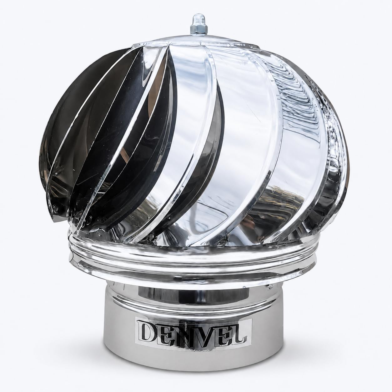 Chimney Spinner Cowl 5.1'' / 130 mm - Stainless Steel Rotating Chimney Cap – Smoke Extractor, Wind-Driven Draft Improver for Chimneys & Ventilation Systems – Denvel®