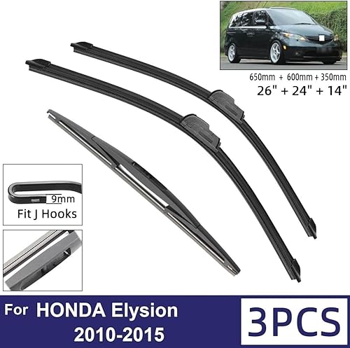 Miniatura 2 de Limpiaparabrisas de automóvil compatible con Honda Elysion 2010-2015, limpiaparabrisas delantero y trasero, de goma suave, parabrisas de 26 + 24 +