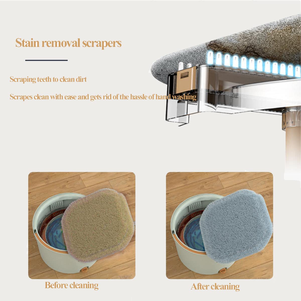 LANMOU Fregona Giratoria 360°, Fregona De Microfibra Juego De Fregona Plana Y Cubo Juego De Fregona con Palo TelescóPico Cubo con Sistema Que Permite Estrujar FáCilmente para Todos Los Tipos De Suelo