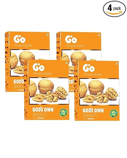 GO Organic Light Broken Walnuts (Without Shell) 1Kg (250gm x 4) | Walnuts Dry Fruits | Organic Walnuts | Kashmiri Walnuts Kernels for Snacking & Baking