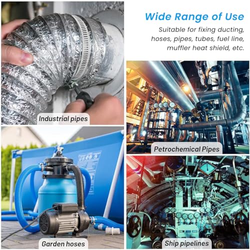 Image of Serplex 13.3ft Cuttable Hose Clamp Roll with 8 Bolt Attachments, 304 Stainless Stee Adjustable House Clamp Assortment Kit Worm Gear Band Hose Screw Clamps Duct Pipe Metal Clamps Strapping