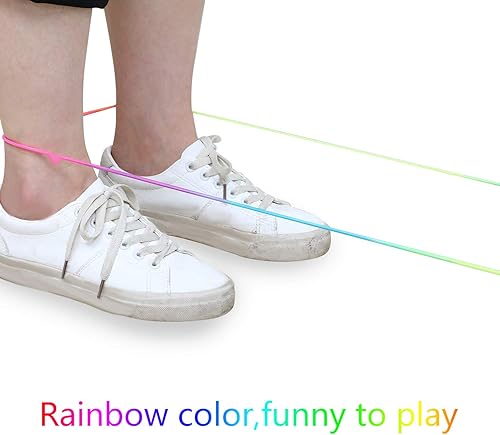 Miniatura 6 de Gejoy 5 piezas de cuerdas de salto chinas coloridas cuerda elástica de goma giratoria juego de fitness para jugar al aire libre en interiores y