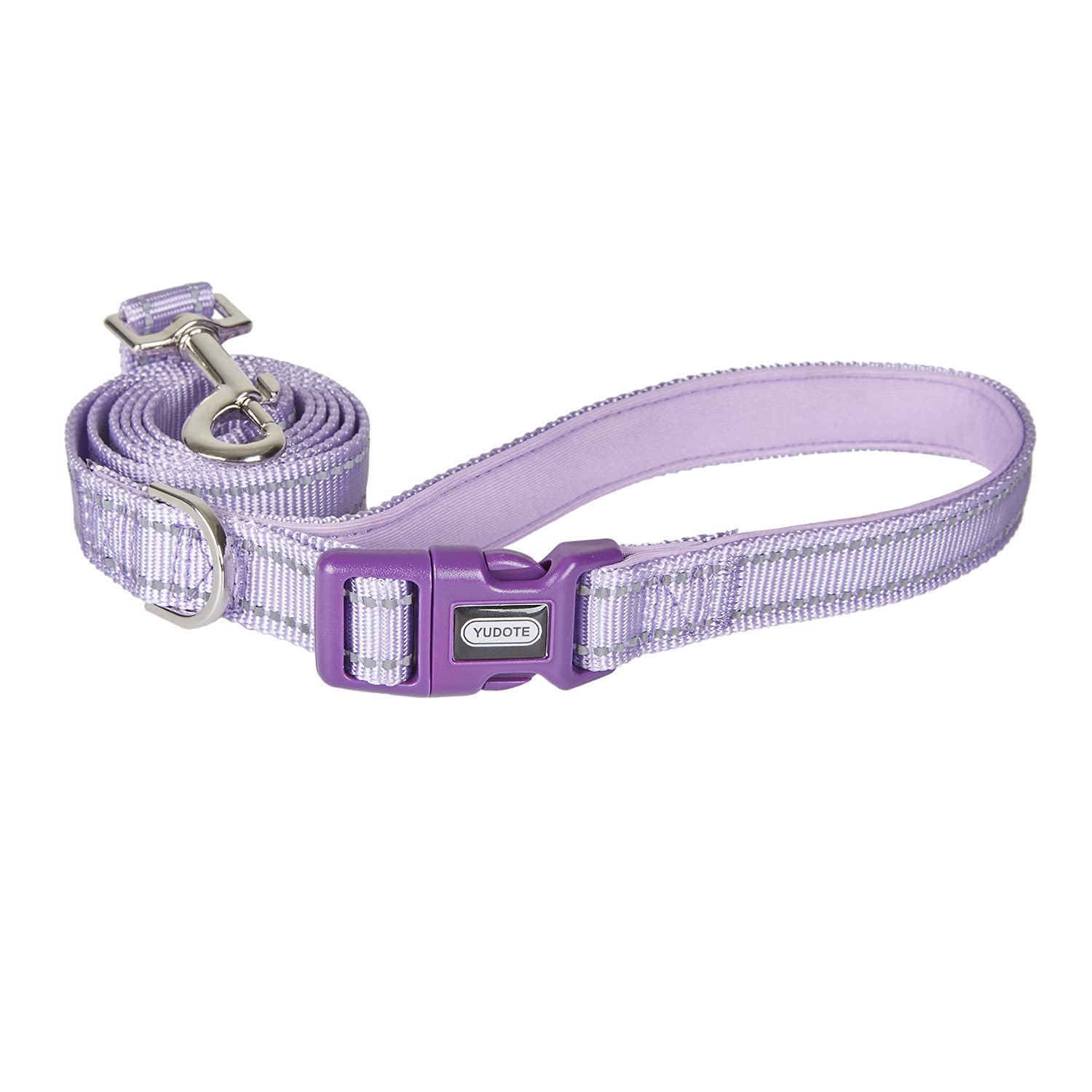 YUDOTE Reflective Dog Leash 4 Ft with Soft Padded and Buckle Handle, Nylon Heavy Duty Durable Dog Leashes for Medium Large Dogs,Lilac