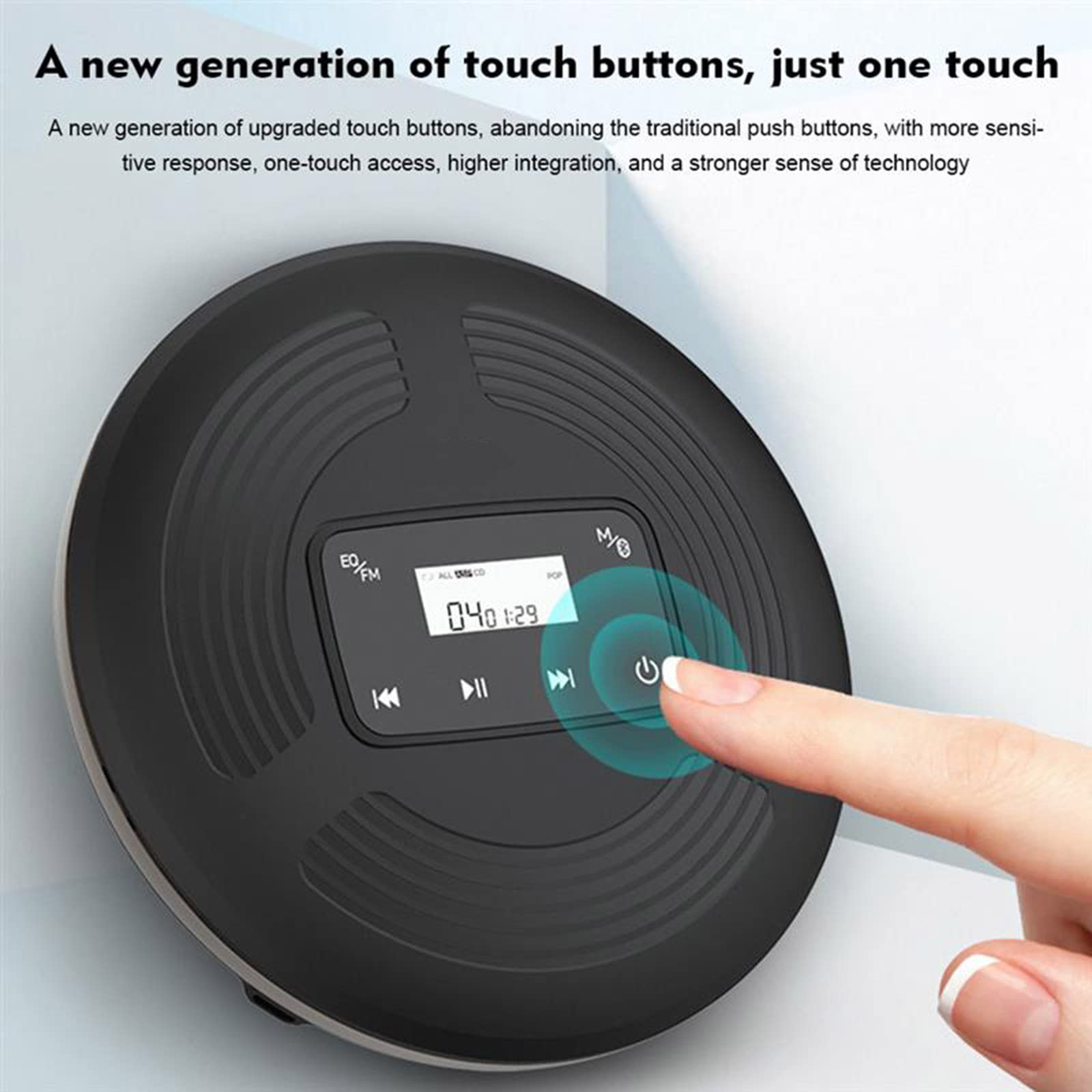 Lecteur CD Portable Walkman - Bluetooth - Antichoc - Batteries 1800 mAh - Casque - Câble de Charge USB - FM Function