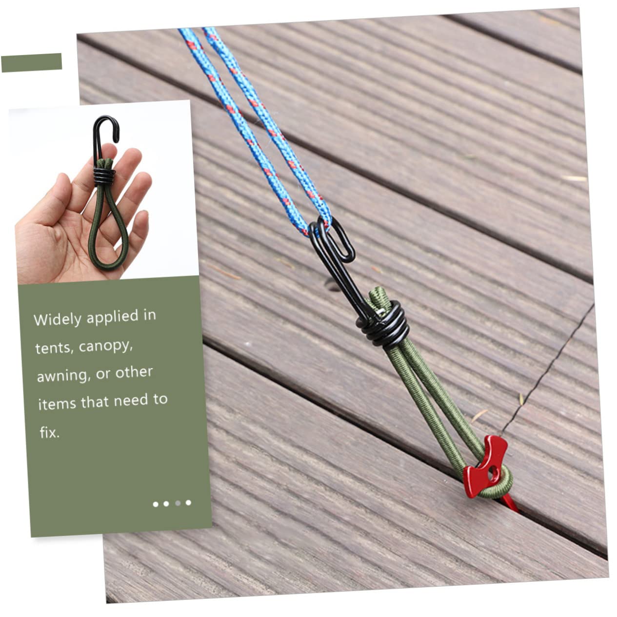 Système De Corde Réglable Avec Poulie - 4 M (vert Armée) - Pour Tentes, Auvents, Fixation Extérieure - 7