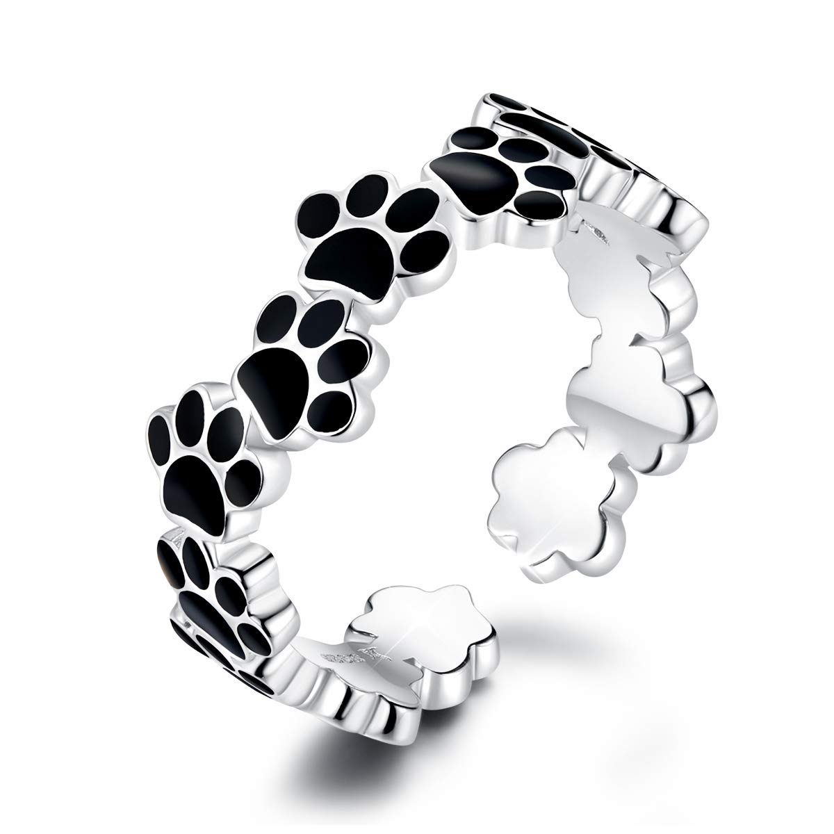 DOYISAnillos de Compromiso Abiertos de Plata esterlina Paw Puppy Dog Ajustable, de Boda Band Toe Ring para Mujeres niñas