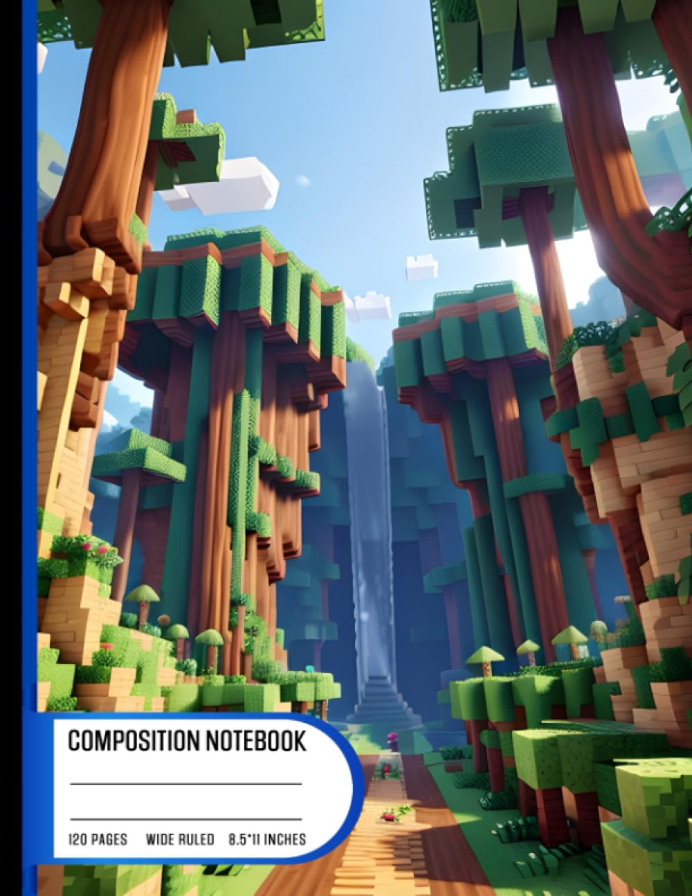 Composition Notebook College Ruled: Jungle Illustration in Minecraft World, Ultra HD Graphics, Realistic 4K, Size 8.5x11 Inch, 120 Pages