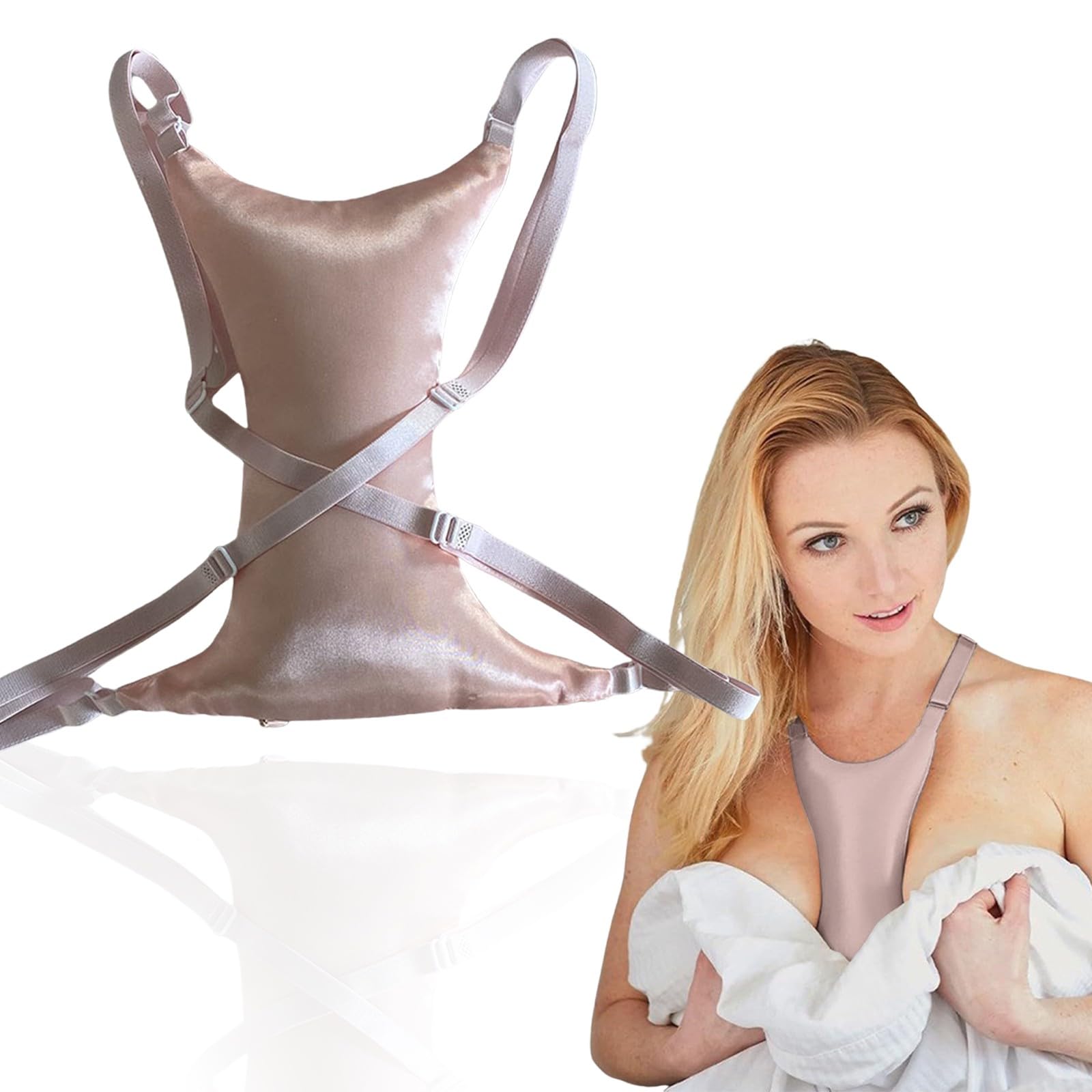Adjustable Breast Support Pillow with Straps Prevents Sagging,Pink