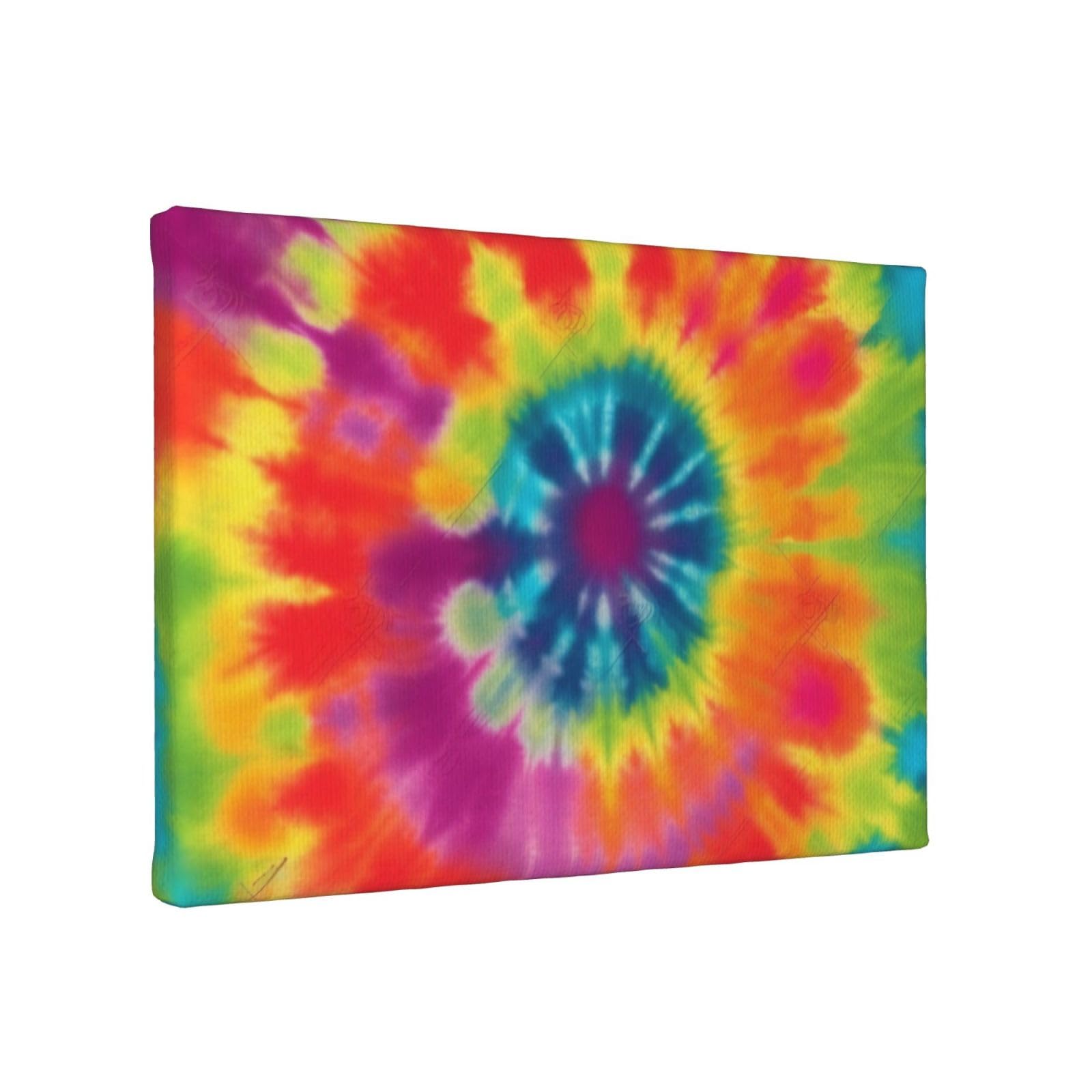 YKLJG tie dye rainbow Printed Wall Art Canvas Painting 30x20 CM Wooden Framed Picture Painting Artwork Prints for Bedroom Kitchen Home Office Decor