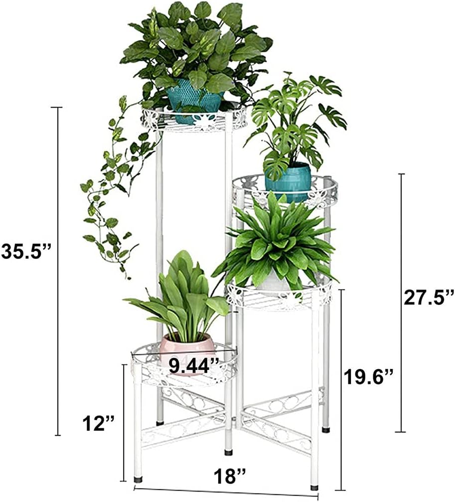 4 Tier Iron Craft Plant Shelves Flower Pot Holder Garden Rack Display Stand Succulent Plants Home Balcony