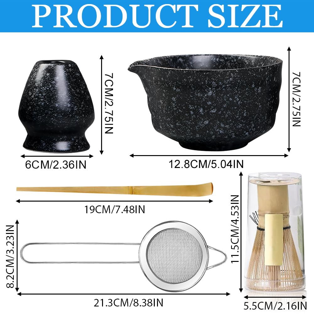 Exquilnova 5PCS Matcha Whisk Set with Matcha Bowl Matcha Whisk Holder Matcha Wisk Matcha Spoon and Matcha Sieve — view 2