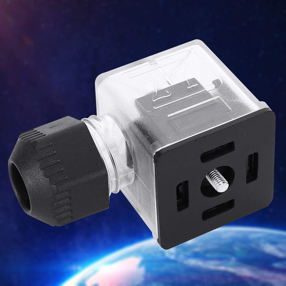 Spina Bobina Solenoide 5 Pezzi, Presa Connettore Bobina Solenoide Impermeabile Antipolvere Trasparente con Luce CC Senza Cavo per Elettrovalvola(12V)