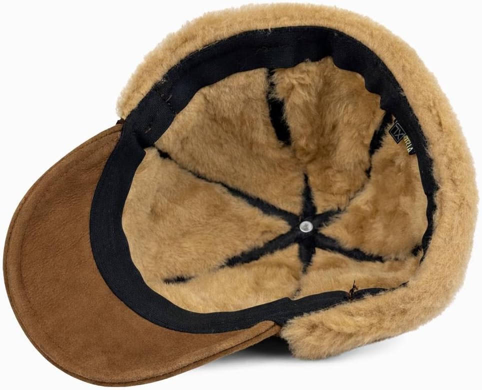 Men’s Shearling Leather Trapper Hat – Aviator Winter Cap with Genuine Sheepskin Ear Flaps | Cold Weather Hat | Ushanka - Image 9