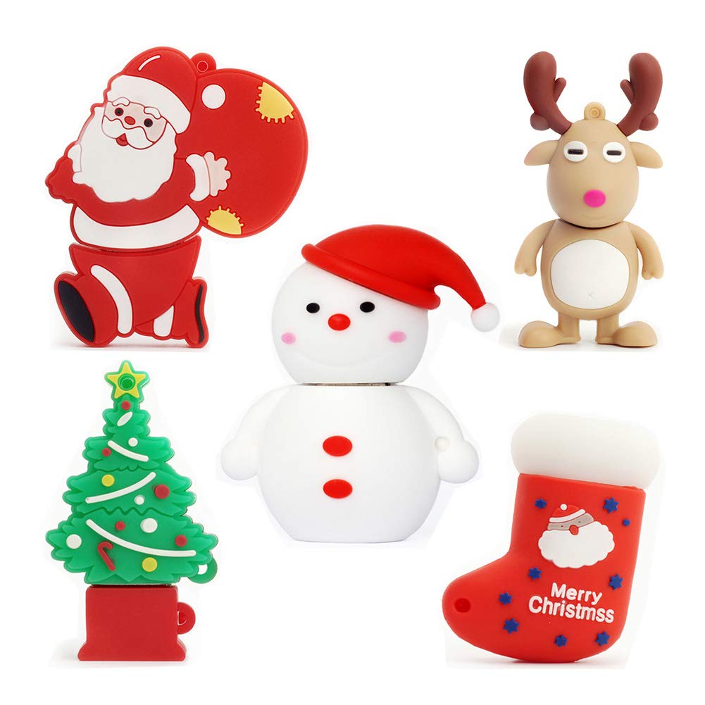 5 pezzi 16GB USB Pen Drive Penna Usb Porta Chiavette Usb Chiave Usb Carino USB Serie di Natale Regali per i bambini Supporta PC Tablet portatile(5 * 16GB,Natale)…