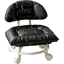 Rolling Backrest Chair Heavy Duty PU Leather Thick Cushion Padded Seat