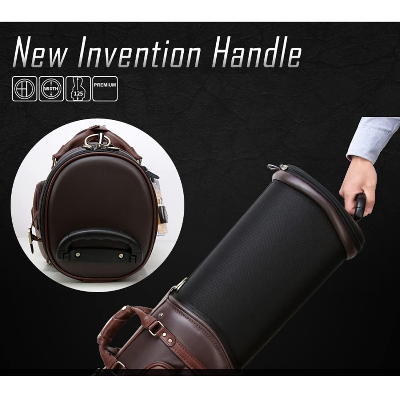 Professionelle Golftasche for den Außenbereich, hochwertige wasserdichte Golfwagentasche aus Leder mit 2 Rädern, multifunktionale Ballkappe, Golf-Standtasche, Reisetaschen for Golfschläger