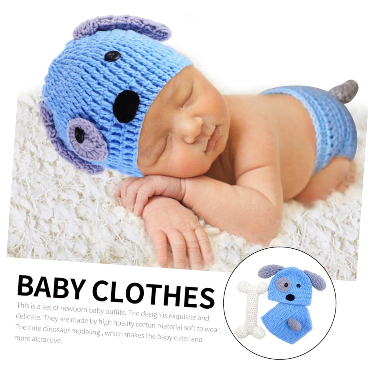 Gatuida Conjunto De Ropa Tejida Mano Para Bebés De Con Sombrero Pantalones Cortos Y Accesorio Forma De Para Fotografía De Días Azul