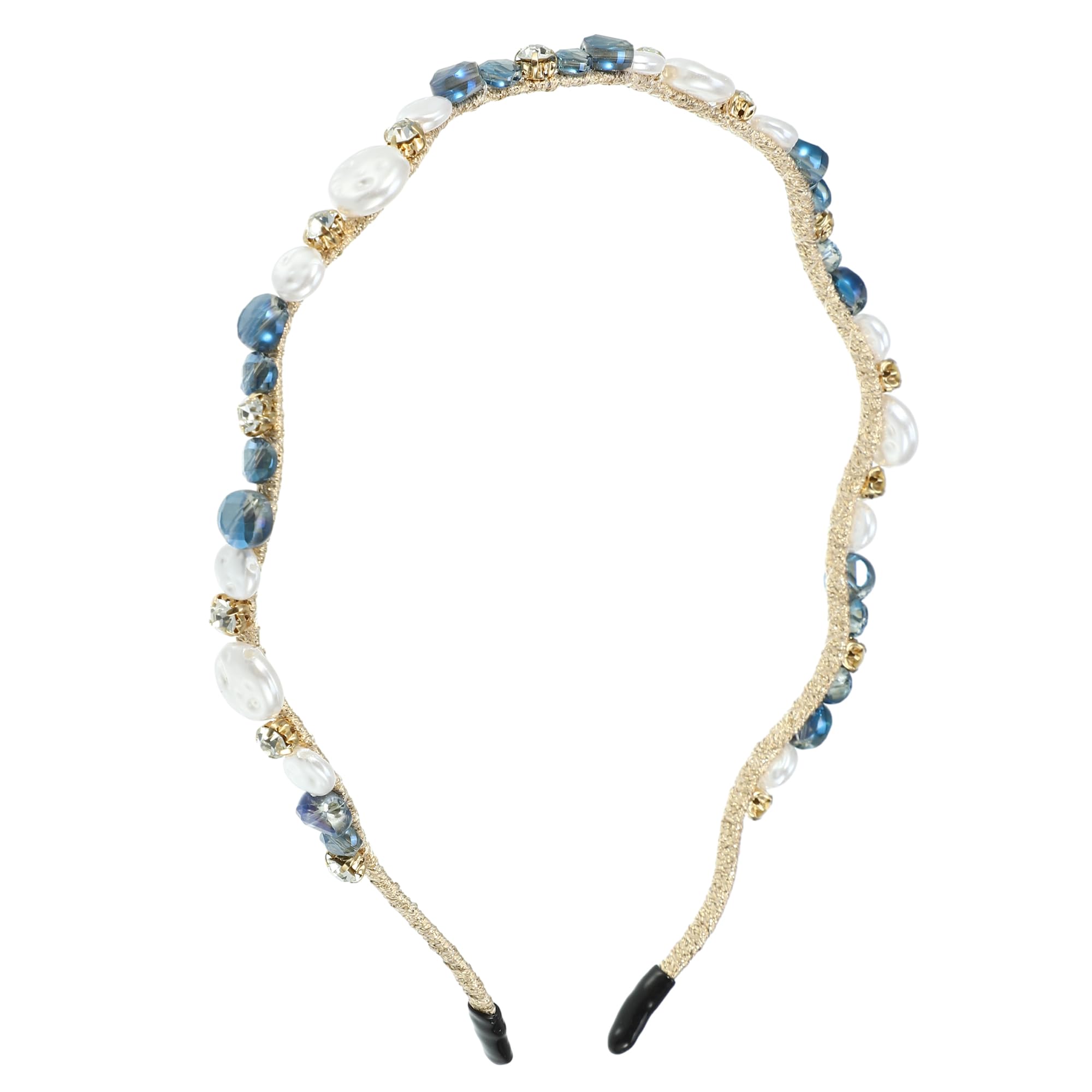 1 fascia per capelli con strass perla fascia per capelli intrecciata fascia per capelli streamer per ragazza-blu navy