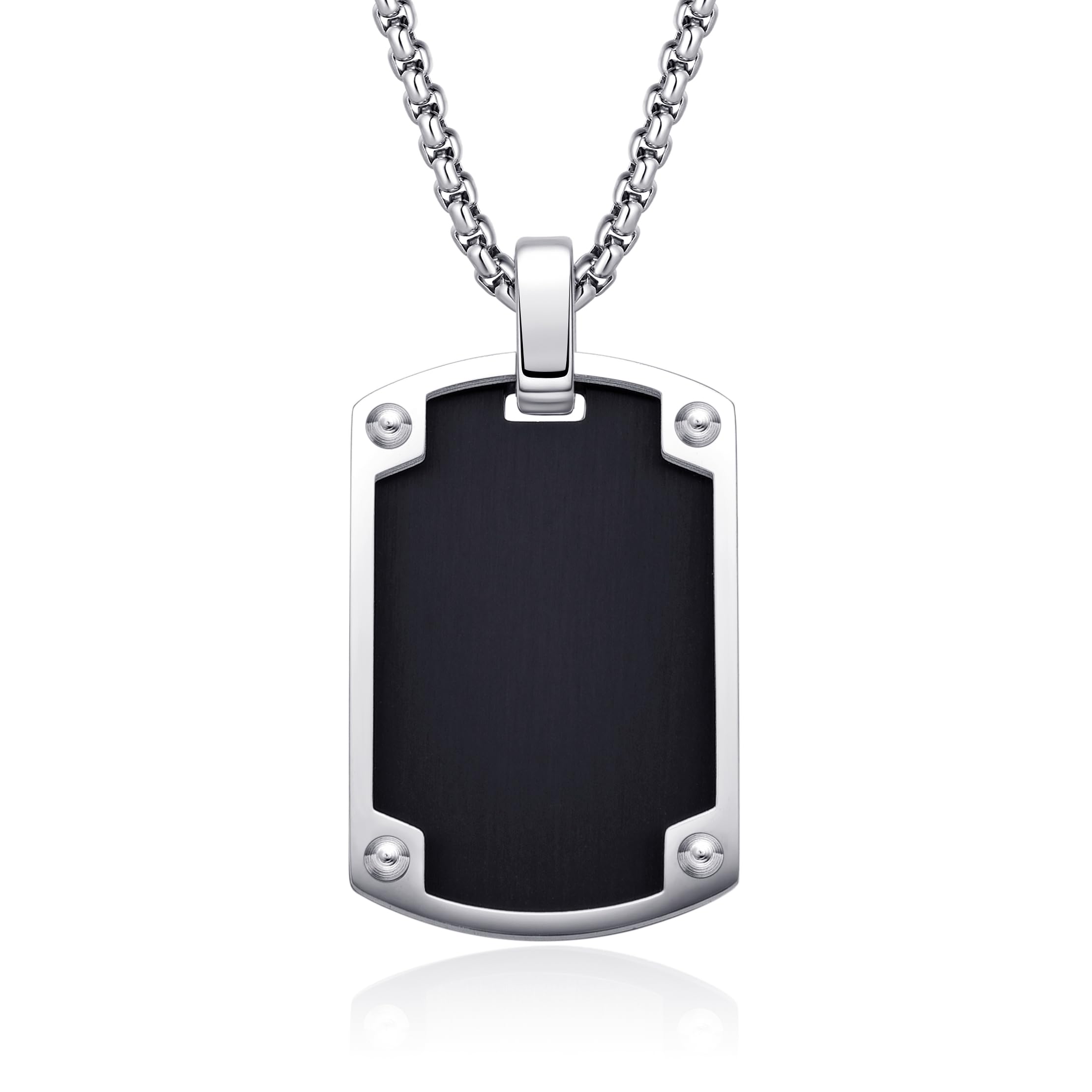 Dada Gioielli Collar Hombre de Acero Inoxidable con Colgante Chapa Militar personalizable estilo Top Gun color Negro o Plata satinado, Regalo Papà - Novio - Nieto