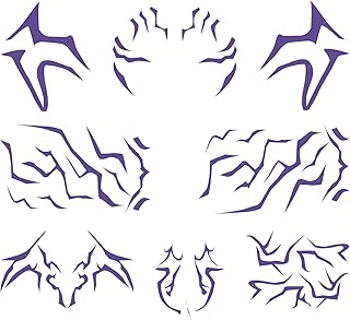 8 Sheets Rumi Tattoos, Rumi Cosplay Purple Temporary Tattoos Stickers, Waterproof Cosplay Costume Accessories for Halloween Cosplay Party