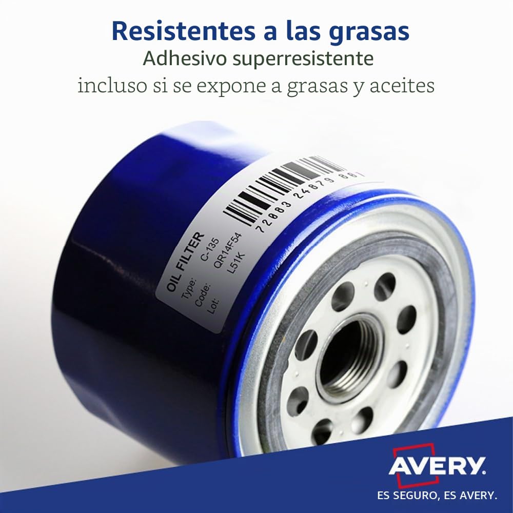 Avery España L6134-20. Caja de 80 etiquetas plata de poliéster 105 x 148mm en A4