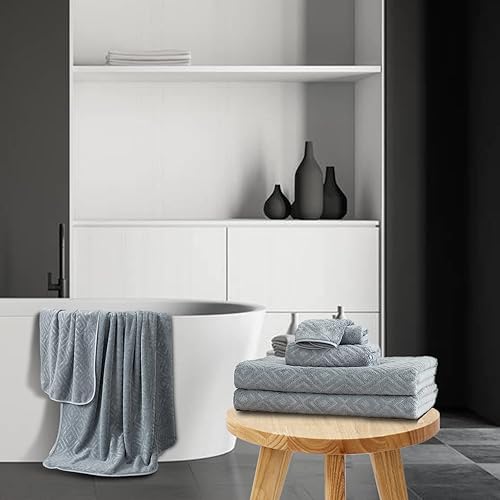 Miniatura 5 de Juego de 8 toallas de baño color gris, 2 toallas de baño de gran tamaño (35 x 70 pulgadas), 2 toallas de mano, 4 toallas para la cara, toallas
