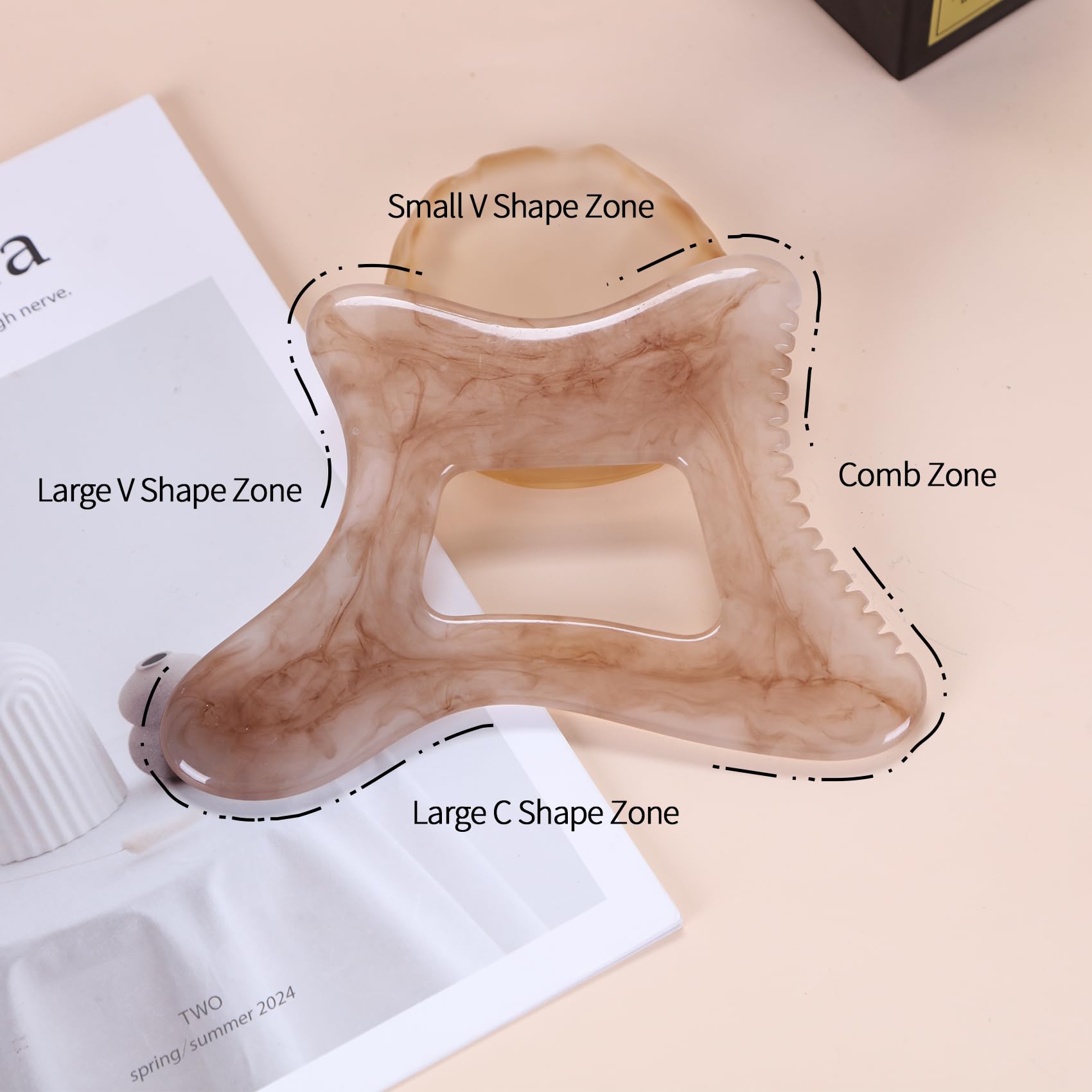 Gua Sha do masażu ciała z naturalnej żywicy, narzędzie do masażu powięzi - antycellulitowy, drenaż limfatyczny i twardość skóry, Gua Sha - do twarzy, nóg i pleców