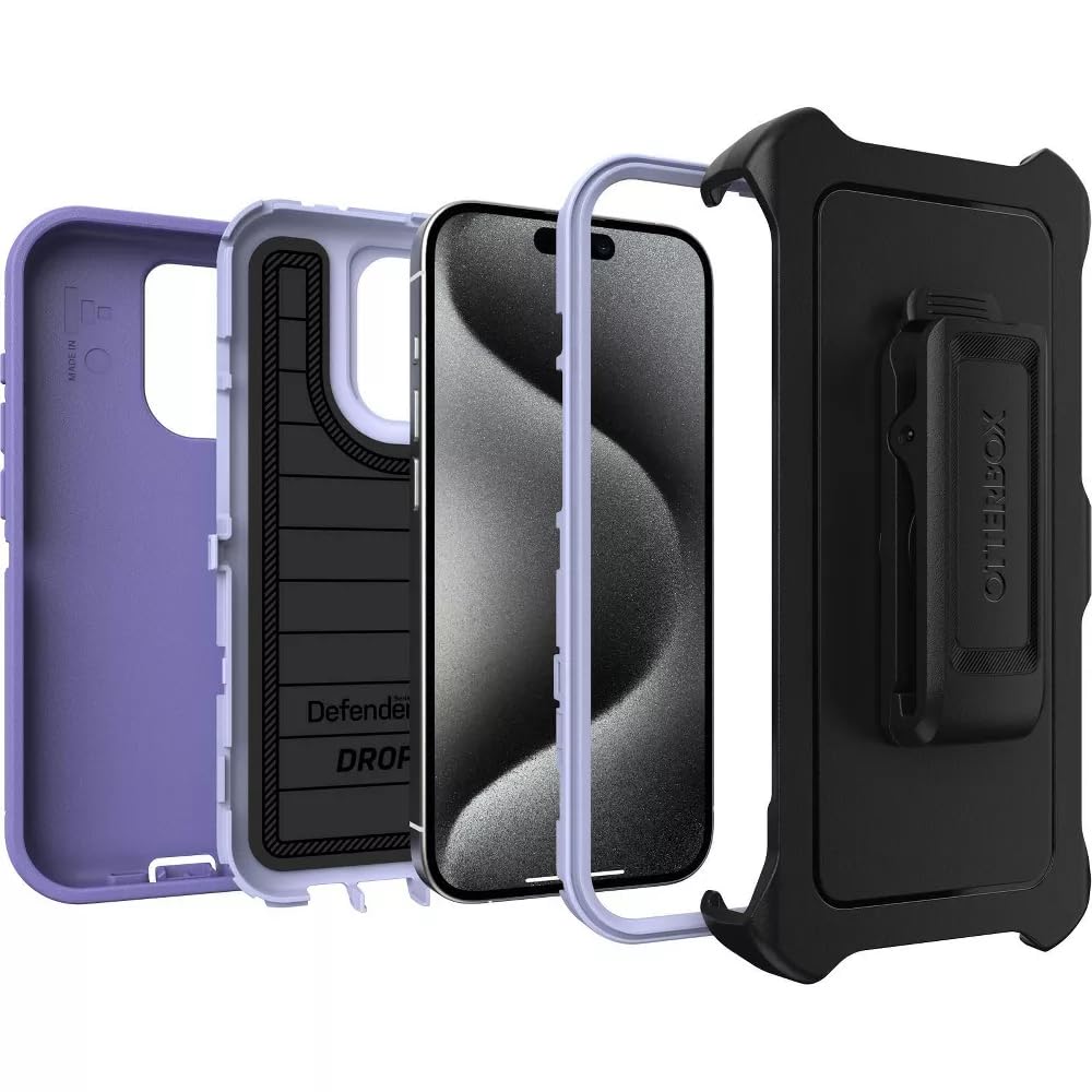 OtterBox IPhone 15, IPhone 14 And IPhone 13 Defender Series Case - Mountain Majesty (Purple) Screenless Rugged And Durable Case With Port Protection Holster Clip Stand - View #4