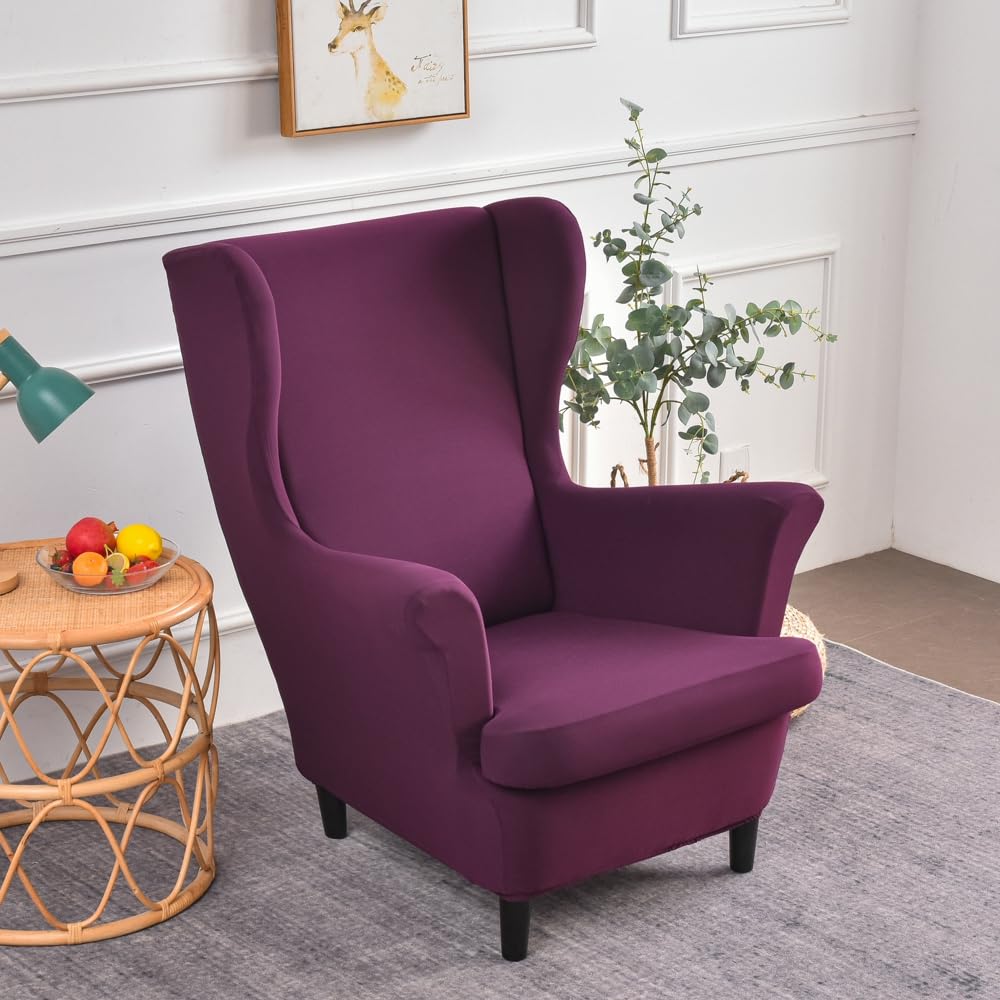 Highdi Velvet Copripoltrona con Orecchie Elasticizzato, Tinta unita 2-Pezzi Copridivano da 1
