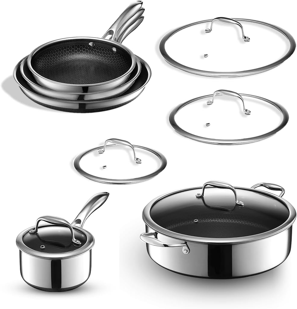 HexClad 10Piece Hybrid Cookware Bundle with 1Quart Hybrid
