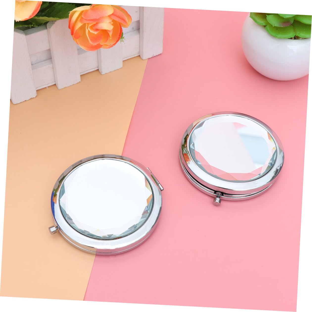 10 Pezzi Cosmetico Tascabile Doppio Compatto e Portatile Specchietto Viaggio e Resistente per Borsa e