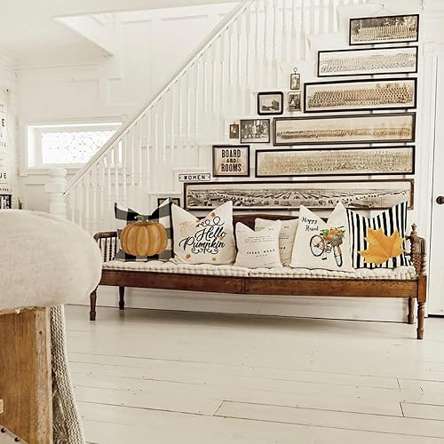 Miniatura 2 de Juego de 4 fundas de almohada de decoración de otoño de 16 x 16 pulgadas, decoración de otoño de Acción de Gracias para decoración del hogar, hojas